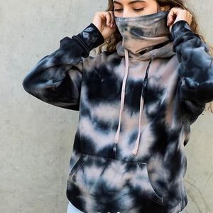•Zine Hunter Black Tie Dye Mask Hoodie•